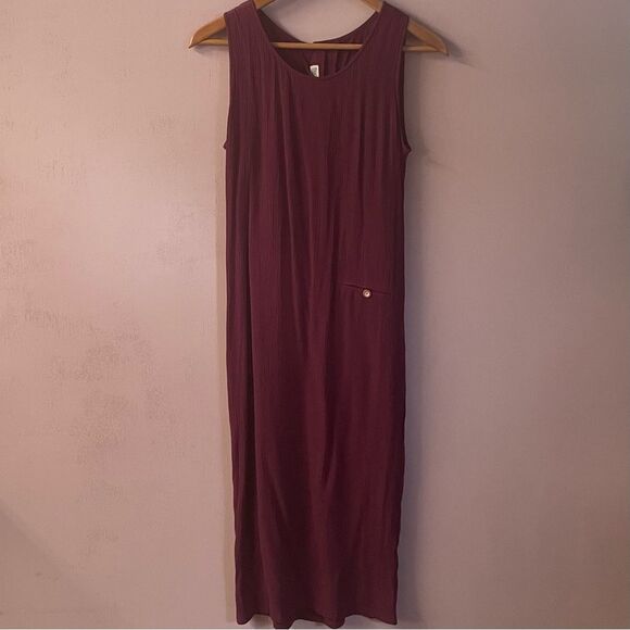 Vintage Thao’s Tailor Burgundy Button-Back Midi Dress Size XS EUC - Picture 9 of 12